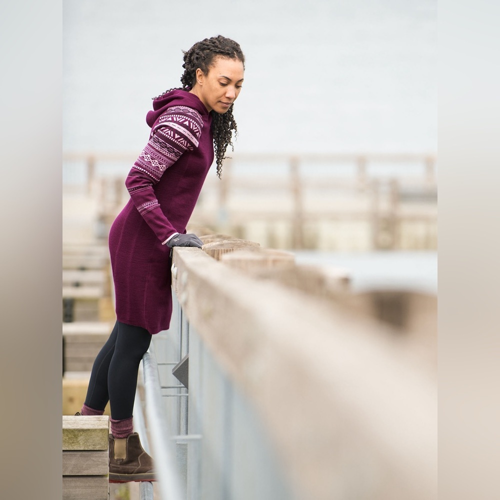 Krimson Klover Mover Maker Knit Hoodie Dress - Purple - Merino Wool - Size XS - Picture 12 of 12